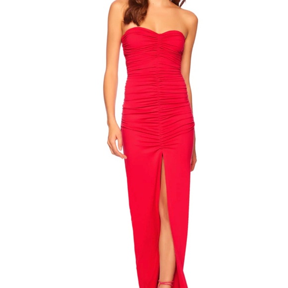 Susana Monaco Red Strapless Ruched Gown - Picture 2 of 6